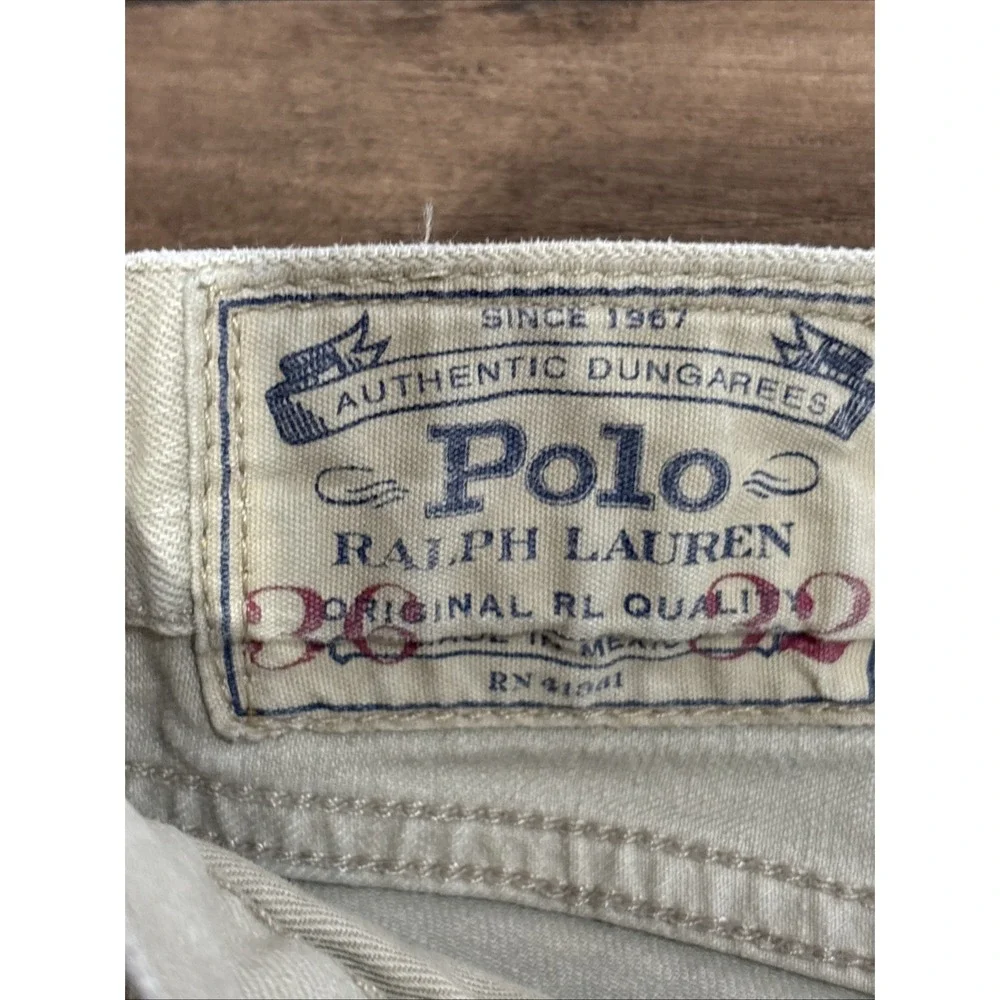 Polo RALPH LAUREN The Varick Slim Straight Stretch 36x32‎ Stone Color Jeans